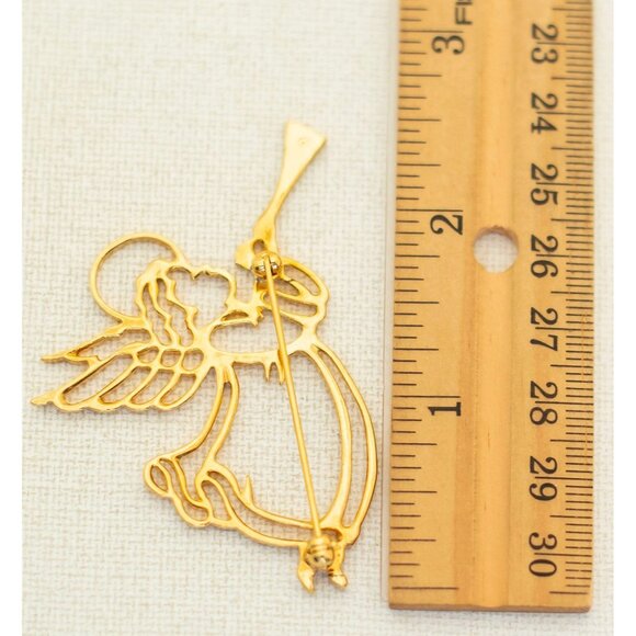 Vintage Golden Trumpet Angel Brooch, Avon - T21 - Picture 2 of 2